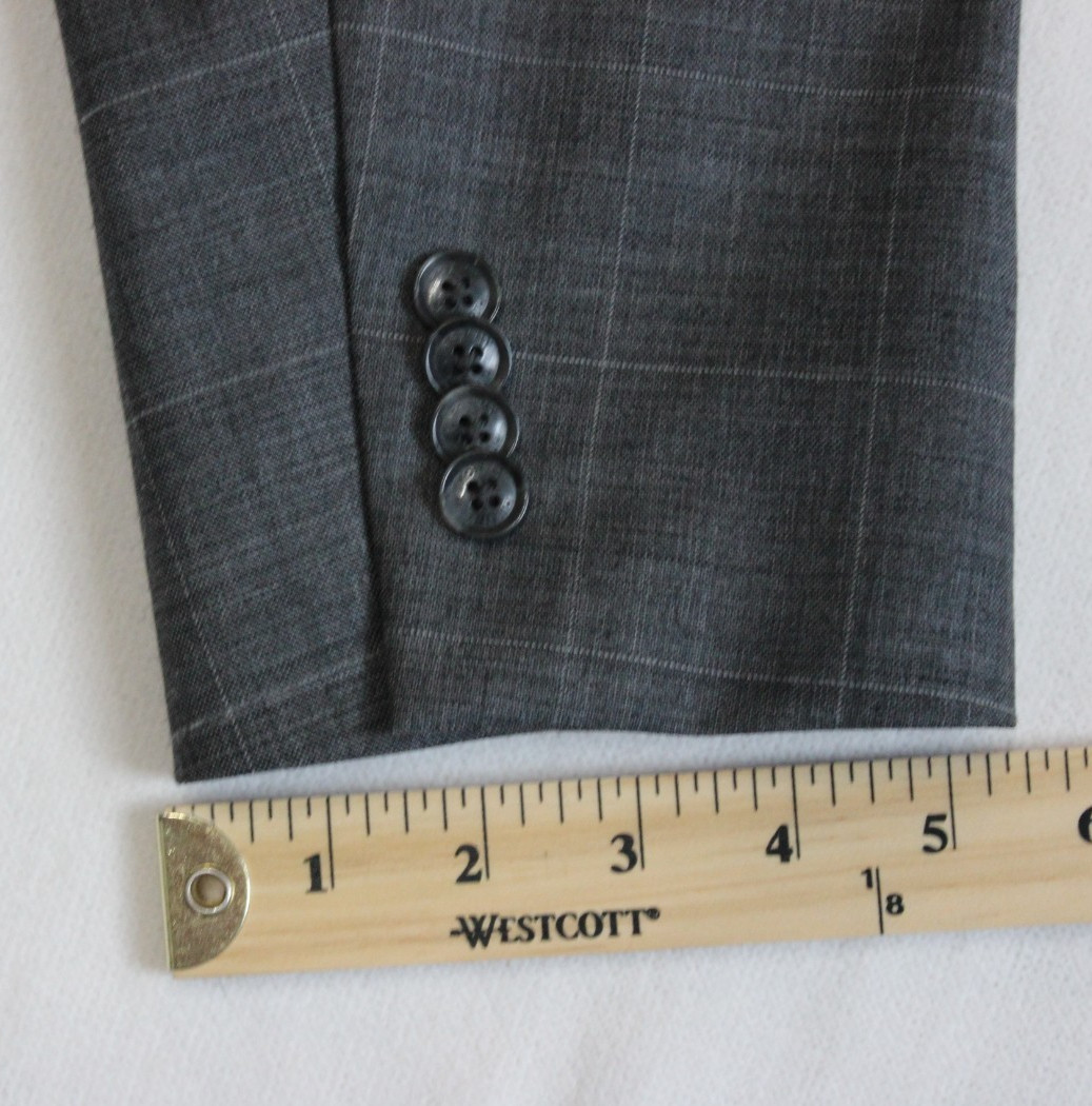 Tommy Hilfiger Blazer Jacket Men’s Size 44L Gray Windowpane Check 2-Button