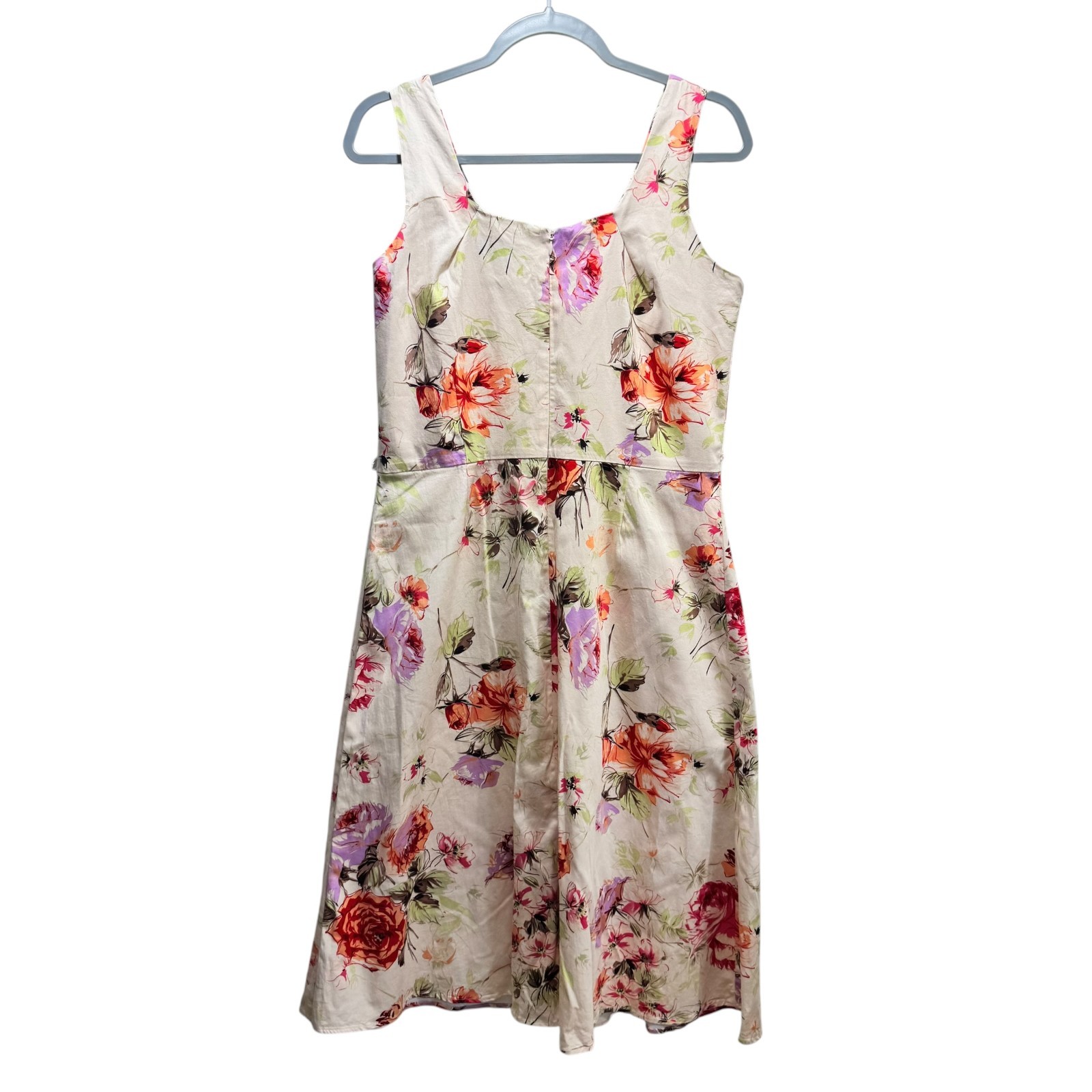 Shabby Chic Garden Party Coquette Fit Flare Floral Retro Midi Dress 12 Peach