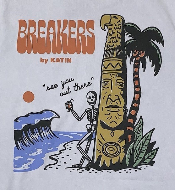 Katin Breakers T Shirt Mens Size Large Purple Surf Skeleton Tiki Organic Cotton