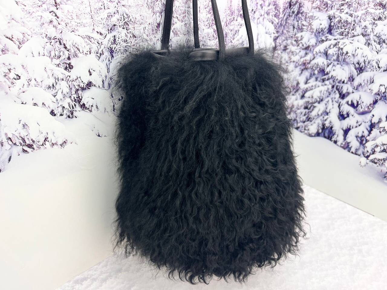 Exclusive Llama fur bag Real mongolian fur purse Crossbody bag gift for women