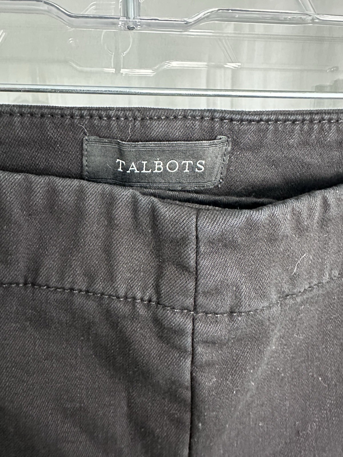 Talbots Slim Ankle Pants 12 Black Denim Side Zip Stretch Office Academia Preppy