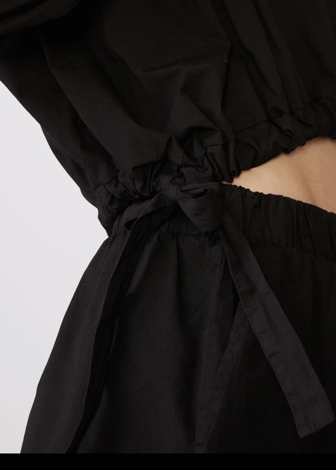 Stateside Structured Poplin Tie Hem Shirt In Black Size Medium