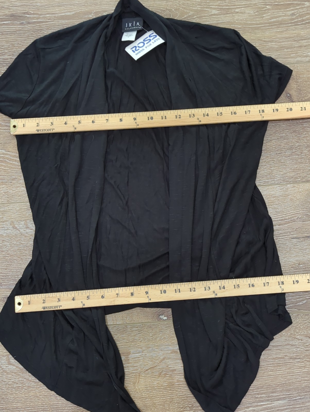 JKLA Open Front Light Weight Cardigan Black Size Medium Sheer Short Sleeve
