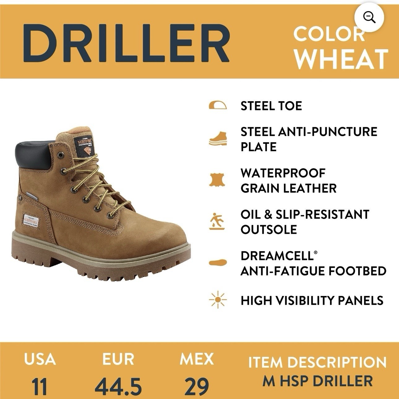 Herman Survivors Professional Series Driller Steel Toe Work Boots NEW Wheat Tan