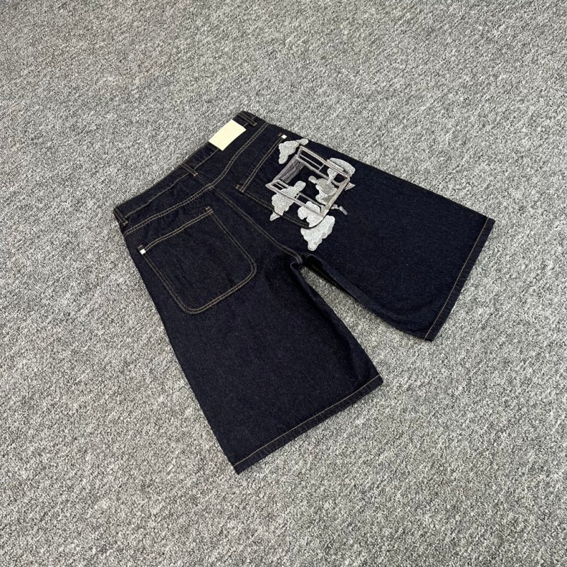 Derschutze Cloud embroidered casual denim shorts