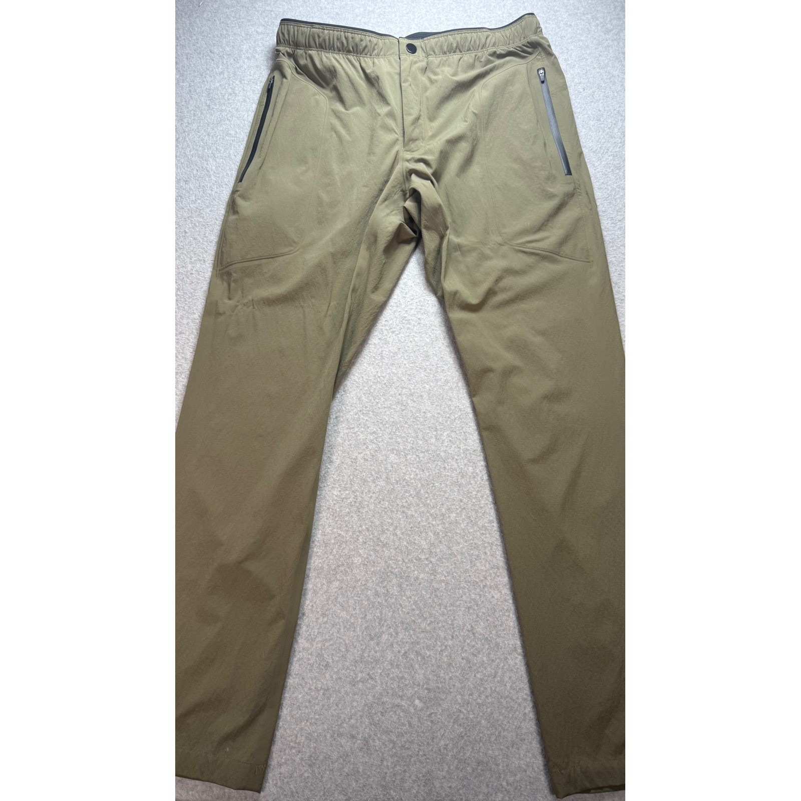 Paskho Mens Travel Hiking Pants Olive Green Stretch Size Medium RN 141719