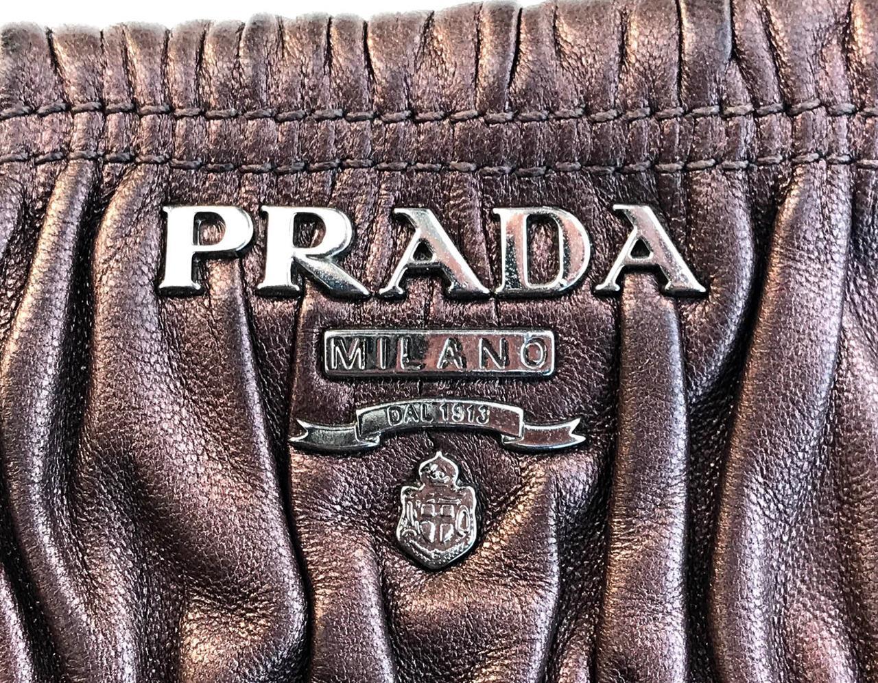 PRADA BAG authentic shirred ruched nappa LEATHER purse handbag