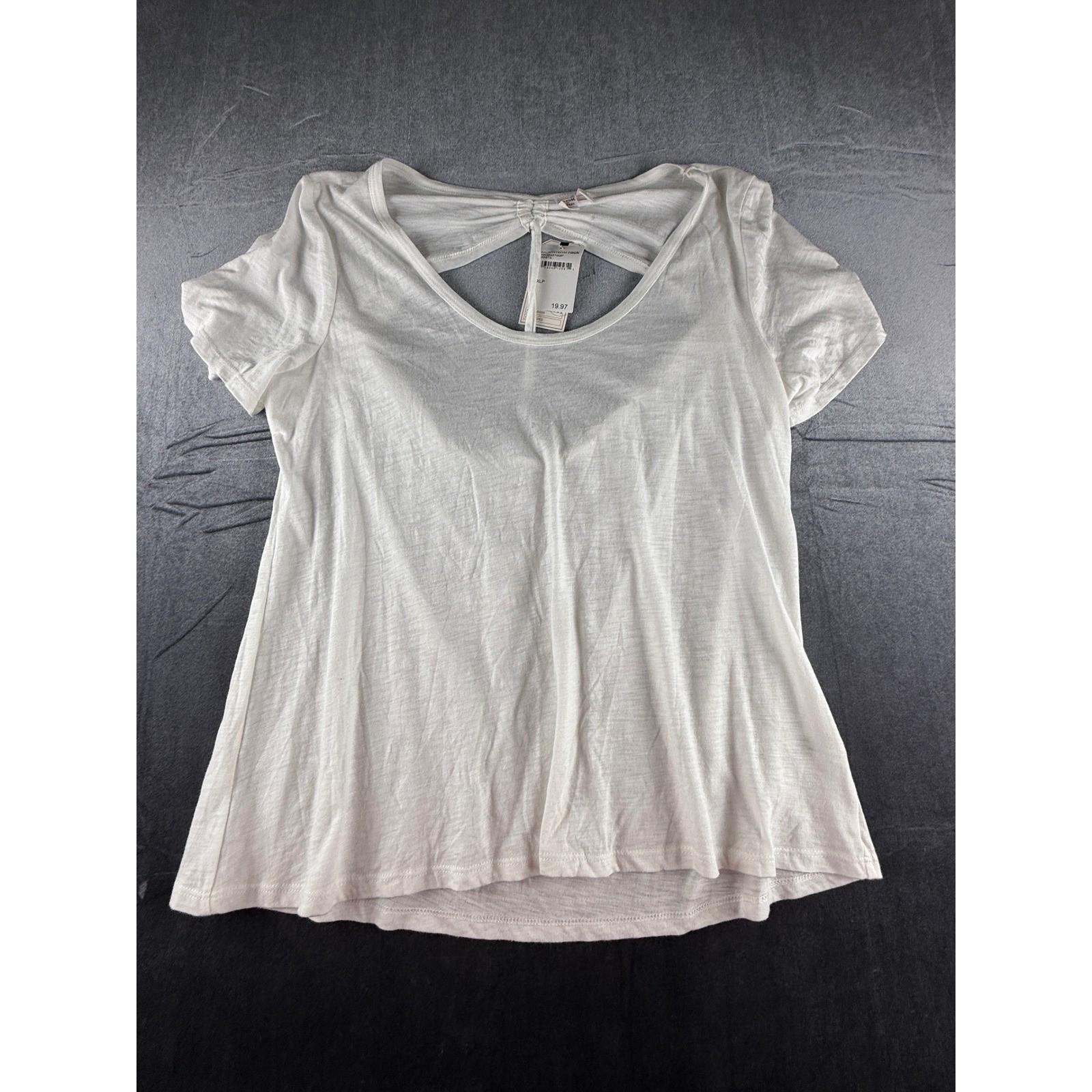 Melrose and Market Womens White Open Tie Back Short Sleeve TShirt Size XL NWT