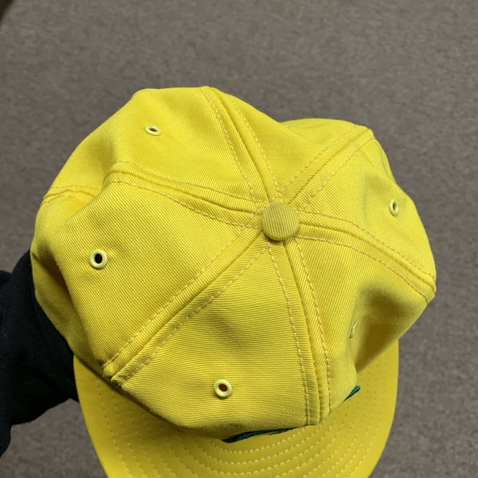 Vintage John Deere Patch Hat Cap Yellow Made In USA Louisville Mfg Co Snapback