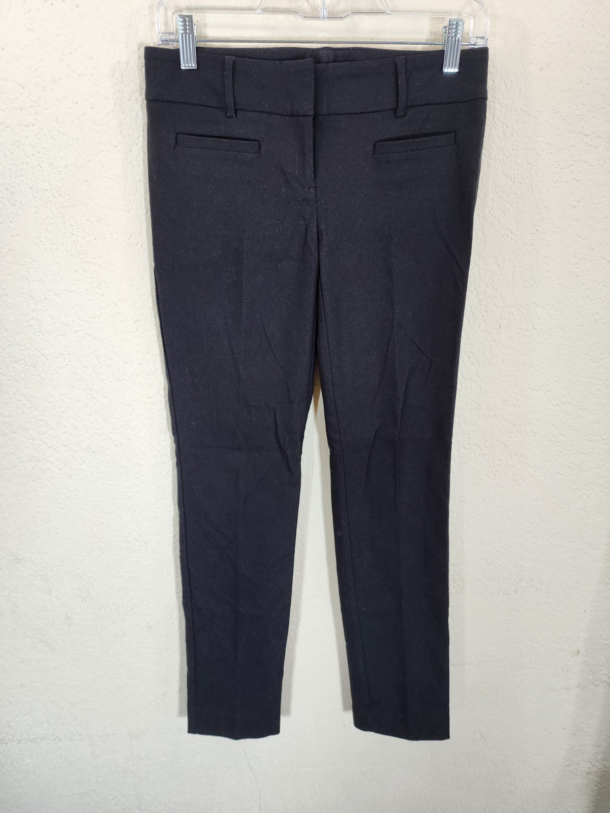 Van Heusen Womens Slim Stretch Dress Pants 0 Short Black Rayon Nylon Spandex