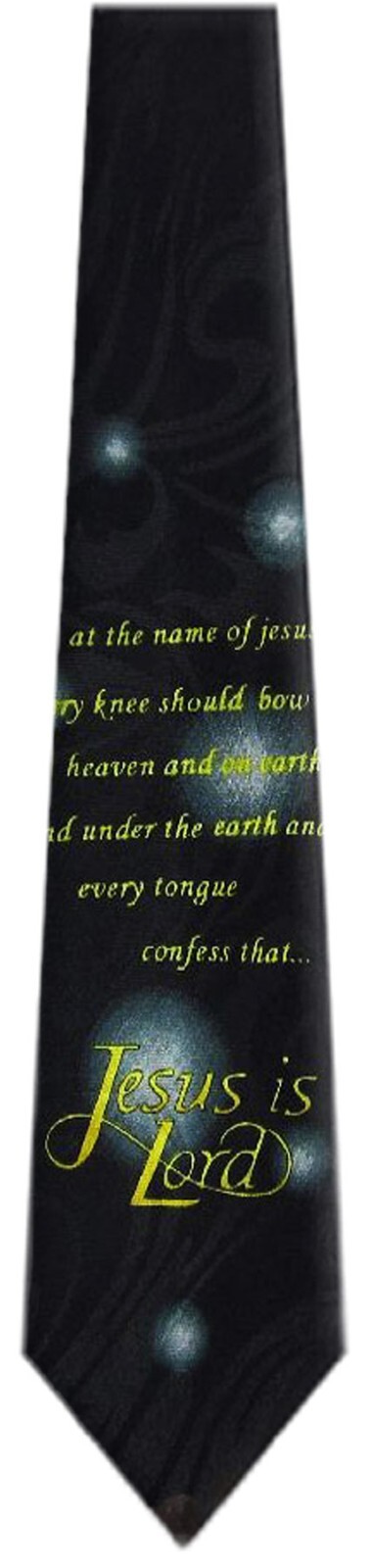Men’s Black Gold Religious Necktie Scripture Jesus Is Lord