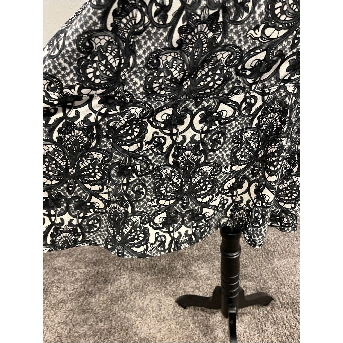 Calvin Klein Black & White Sleeveless Lace-Effect Fit-and-Flare Dress