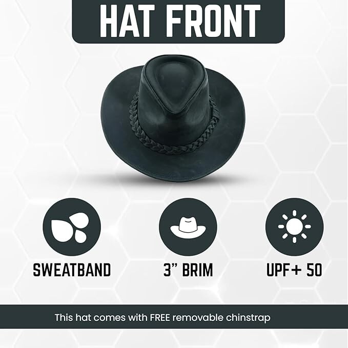 THUNDER Leather Cowboy Western Hat for Men and Women