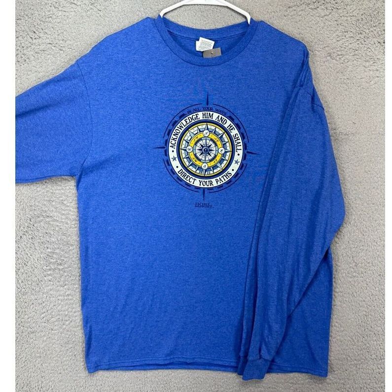 Delta Pro Weight T-Shirt Unisex Adult Large Blue Crew Neck Long Sleeve Tee NEW