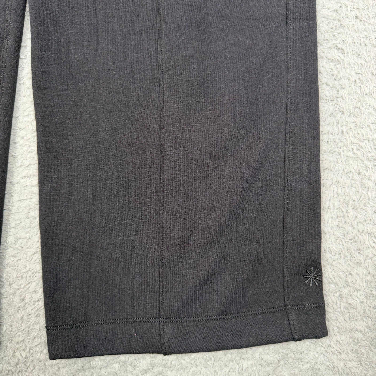 Athleta Seamed Wide Leg Fleece Pants Black High Rise Side Zip Pockets Womens M