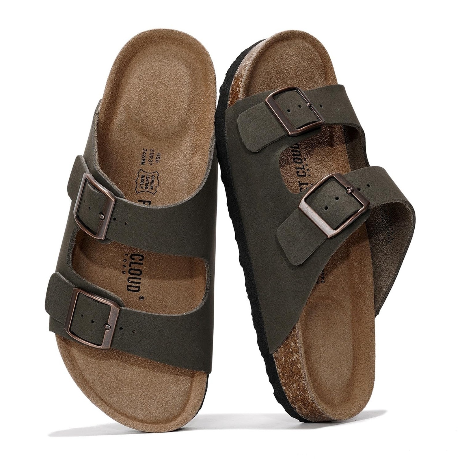 Project Cloud Women’s, Leather Womens Sandals, Memory Foam, Lightweight,Non-Slip