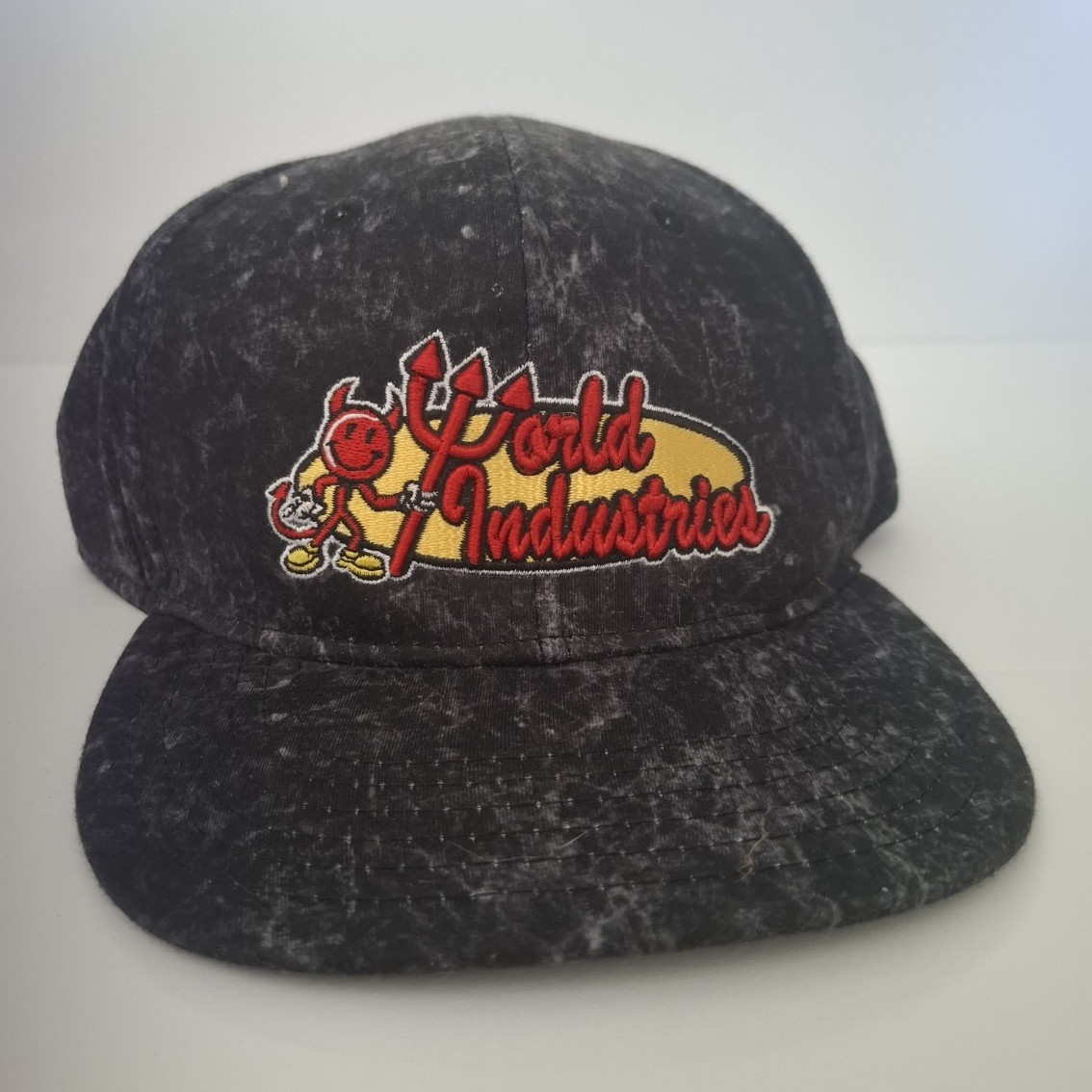World Industries Black Devil Logo Adjustable Baseball Cap One Size 90s Skate