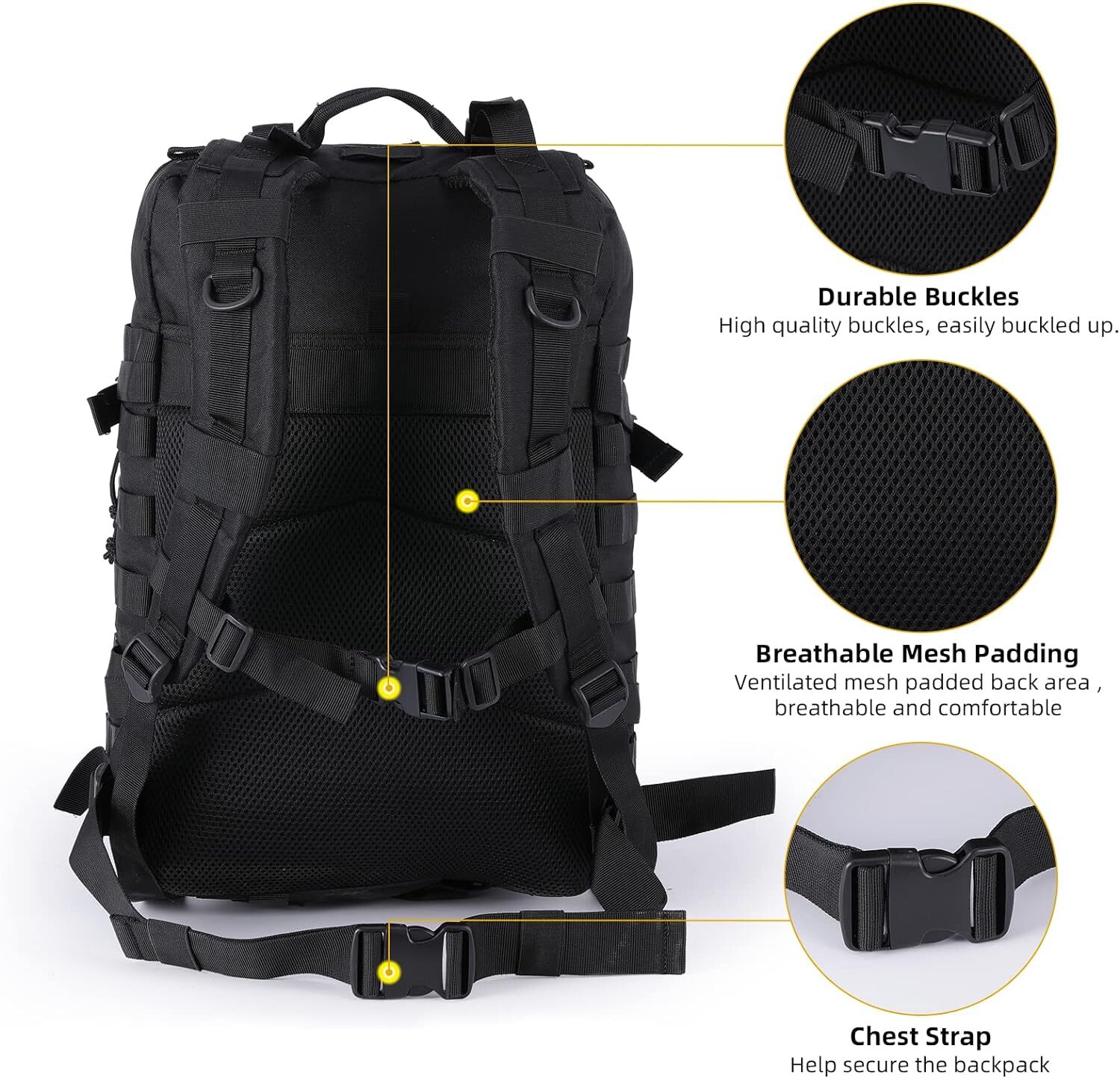 45L Military Tactical Backpack 3 Day Assault Pack Large Army Molle Bag Rucksack