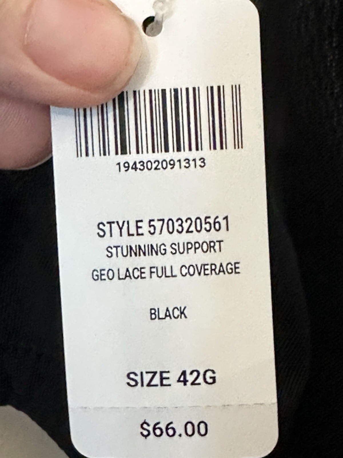 Soma Geo Lace Full Coverage Underwire Black Bra 42G
