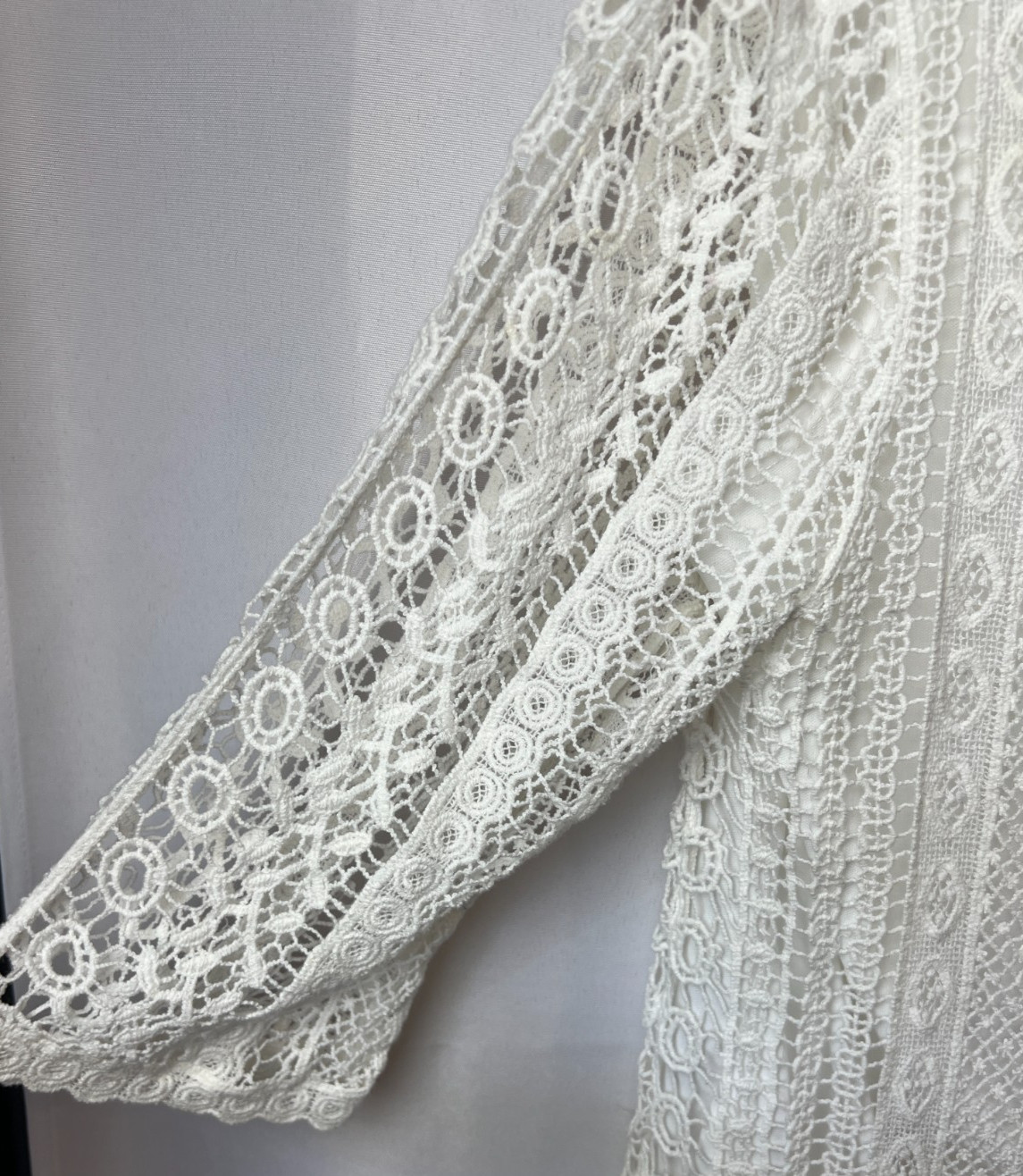 Cottagecore Large White Crochet Blouse 100% Cotton Boho Coastal Travel Feminine
