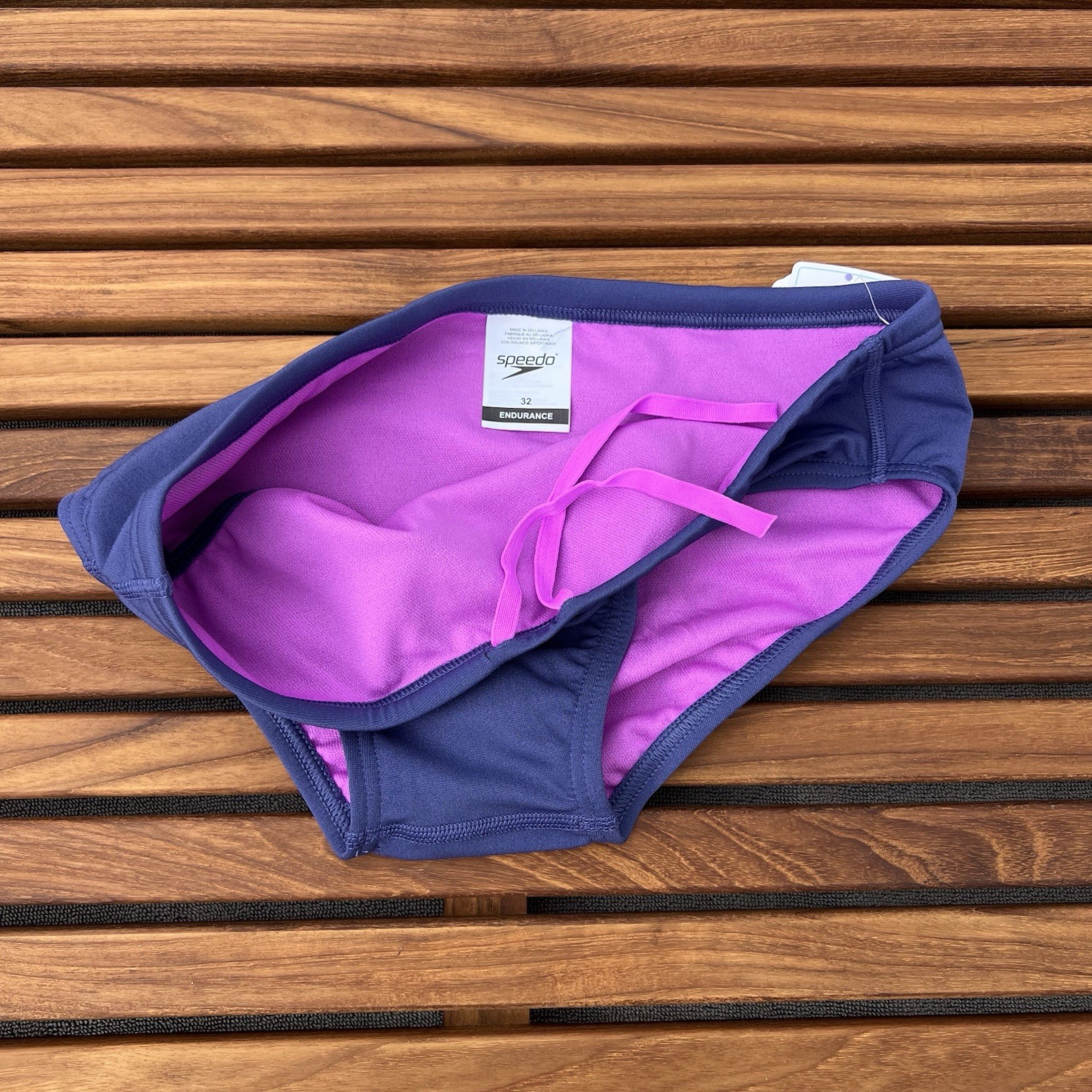 Speedo Men Hepuna Blue Endurance Solid one Brief Swimwear size 34 36
