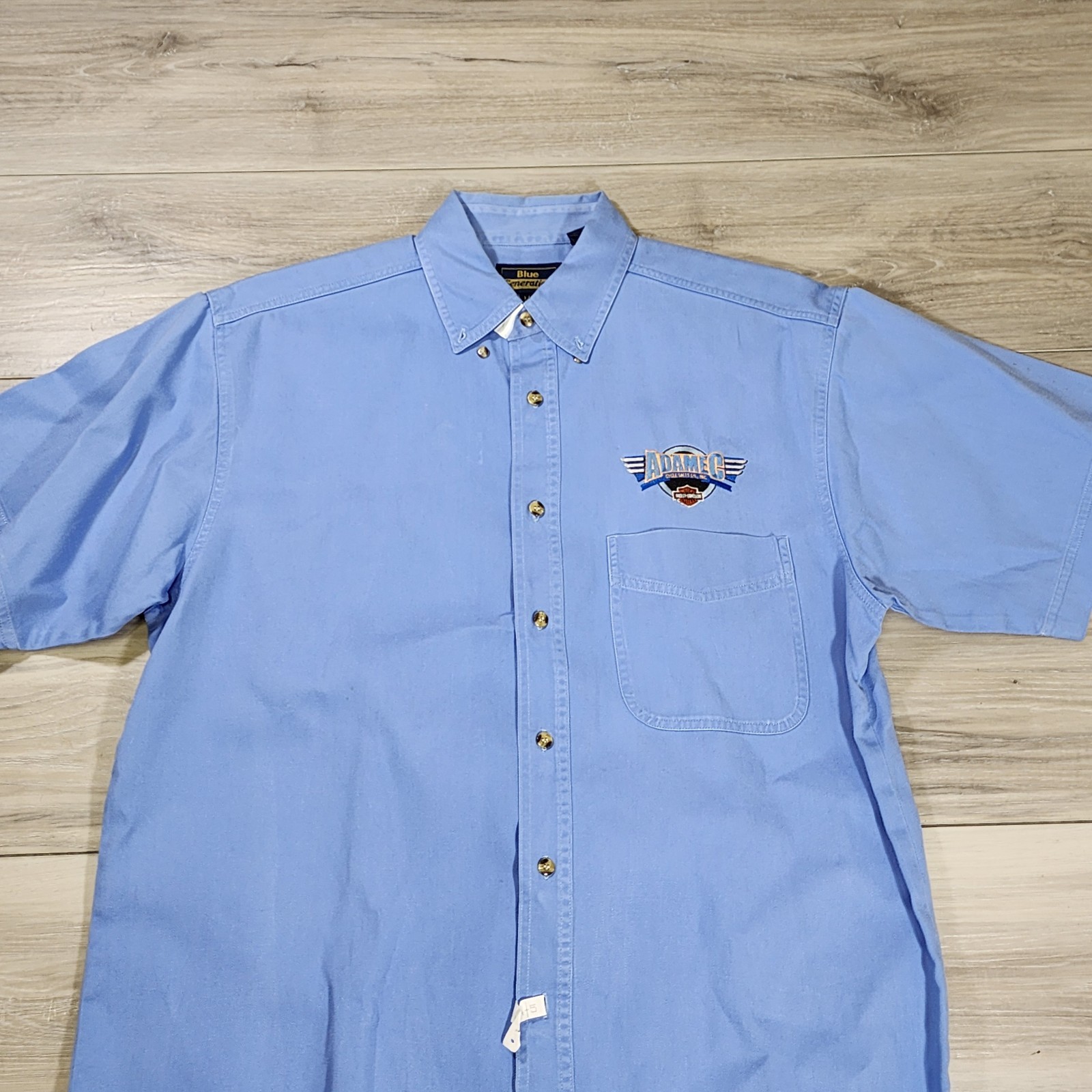 Blue Generation Shirt Men’s Medium Blue Adamec Harley Davidson Short Sleeve