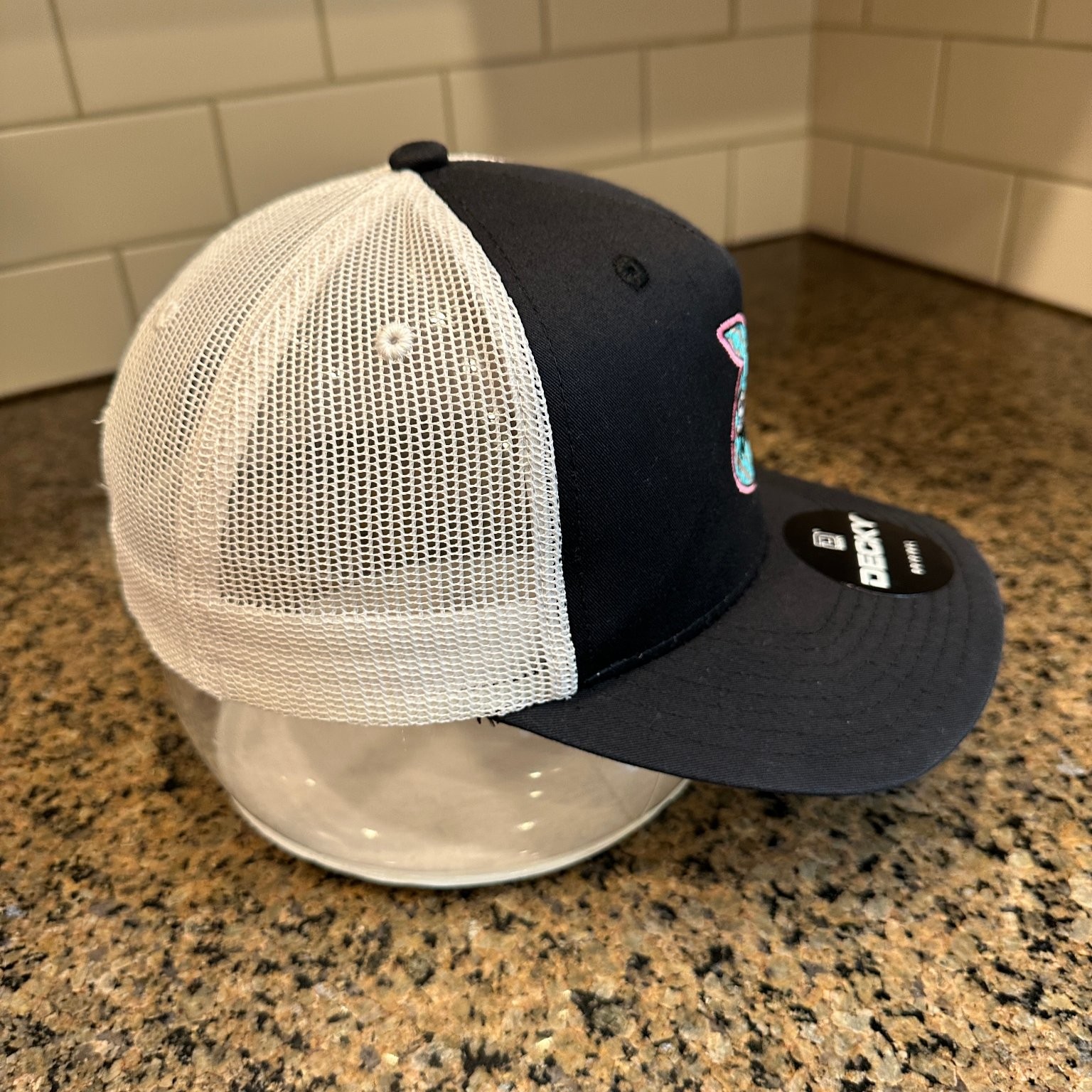 Decky Sam Hunt Peach Checkerboard Trucker Hat Adjustable Black White One Size
