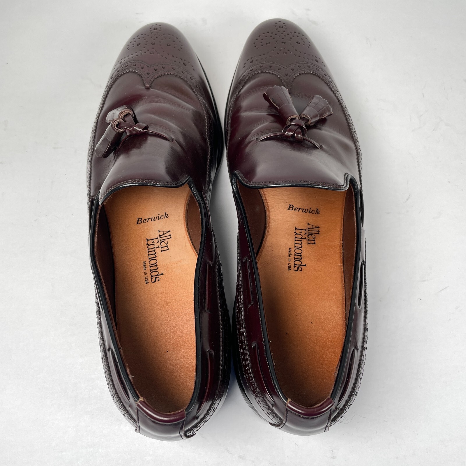 Allen Edmonds Berwick Tassel Loafers Mens Size 11.5 A Burgundy Leather Shoes