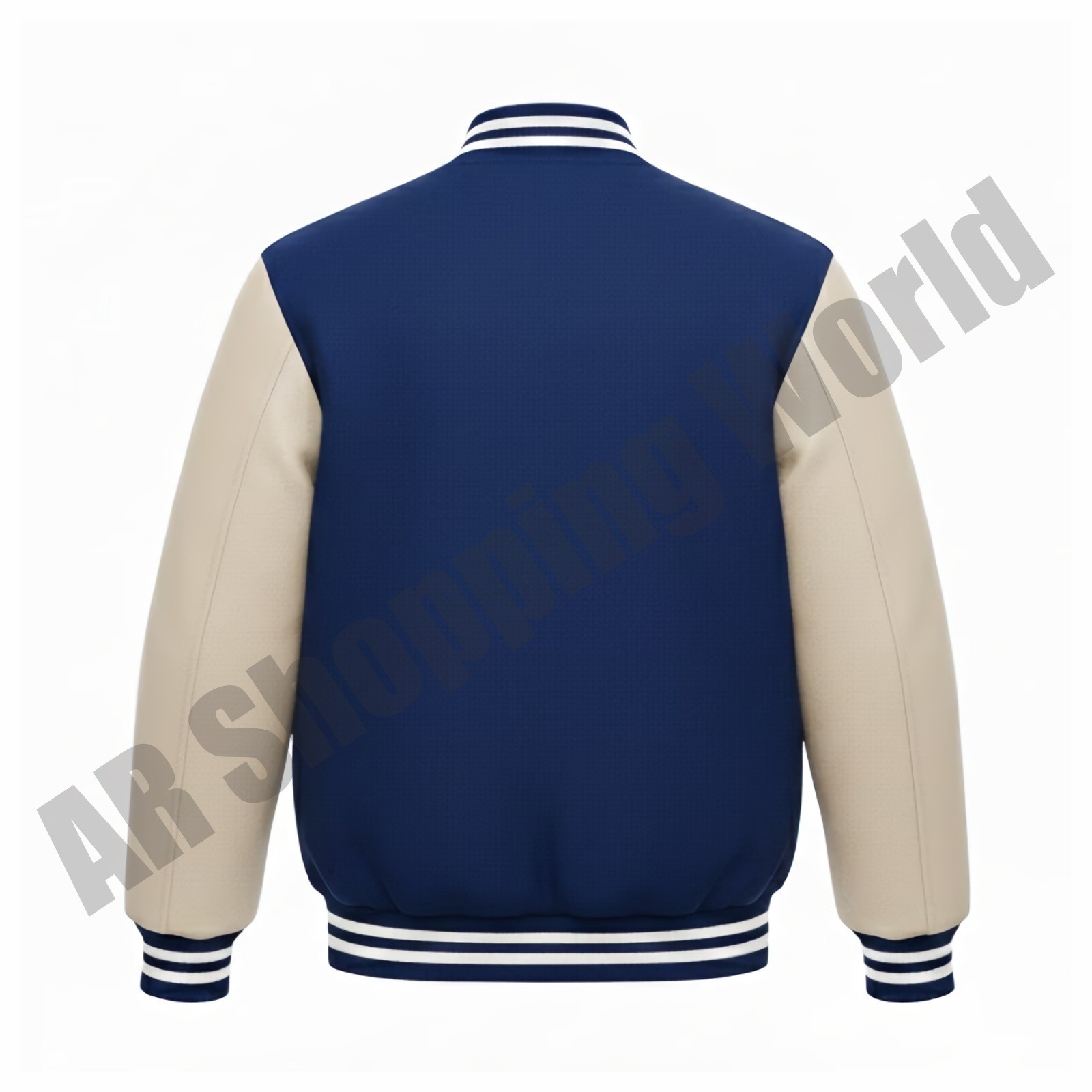 Blue Varsity Letterman Wool Body Genuine Leather Sleeves Baseball Bomber Jacket