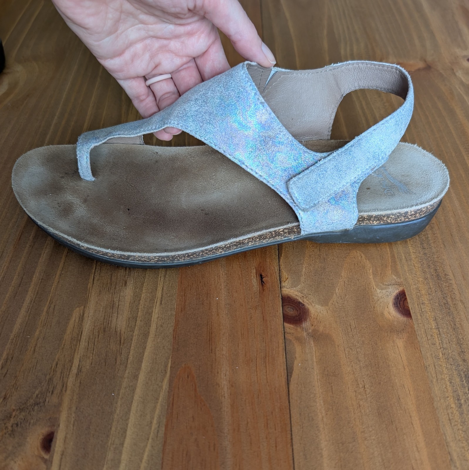 Dansko Reece Sandals Womens 42 US 11.5-12 Leather Toe Loop Pearl Iridescent