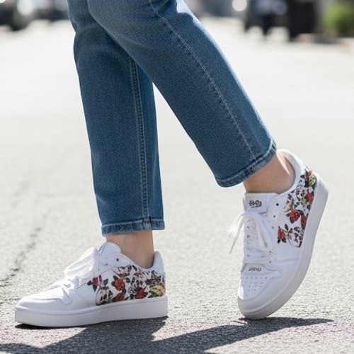 Ed Hardy Womens Court T White Skull Rose Tattoo Print Sneakers EH06399101 Size 8