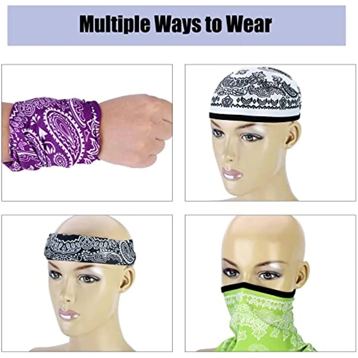 Balaclava UV Protection Face Mask Paisley Print Neck Gaiter Bandana Cover Scarf