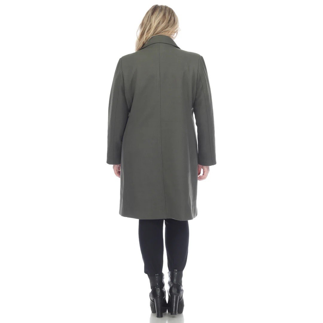 White Mark Cozy Collection Long Overcoat Coat Olive 2X Button Lined