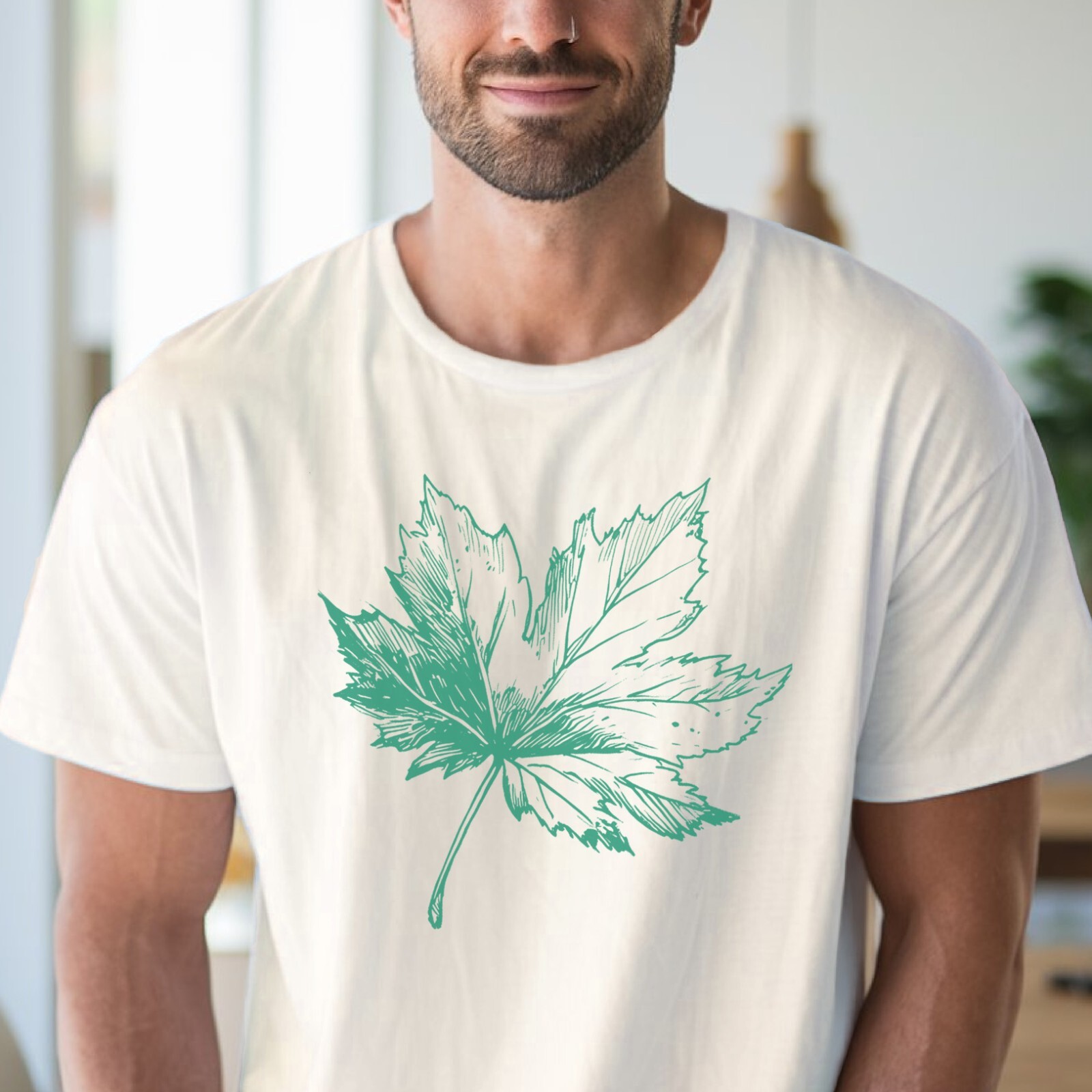 Green Maple Leaf Tee Botanical Nature Shirt Plant Lover Top