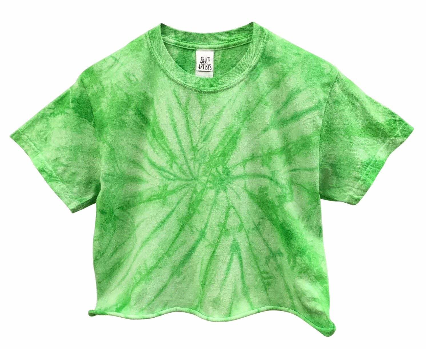 Tie Dye Unisex Cropped Tee, Single Color, Hand Dyed, Raw Bottom Edge