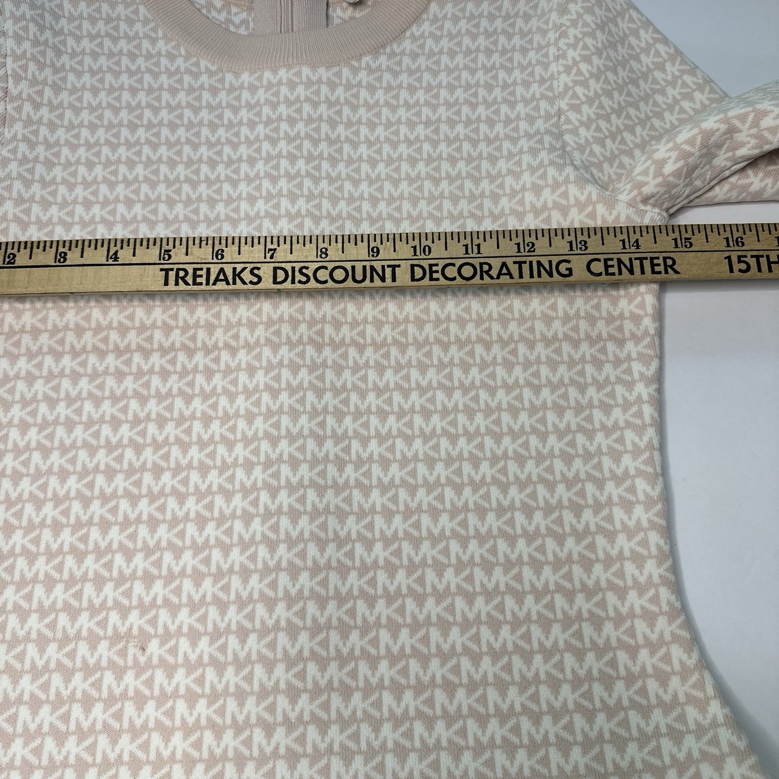 Michael Kors Logo Jacquard Mini Sweater Dress Bone Cream Long Sleeve NWT XS