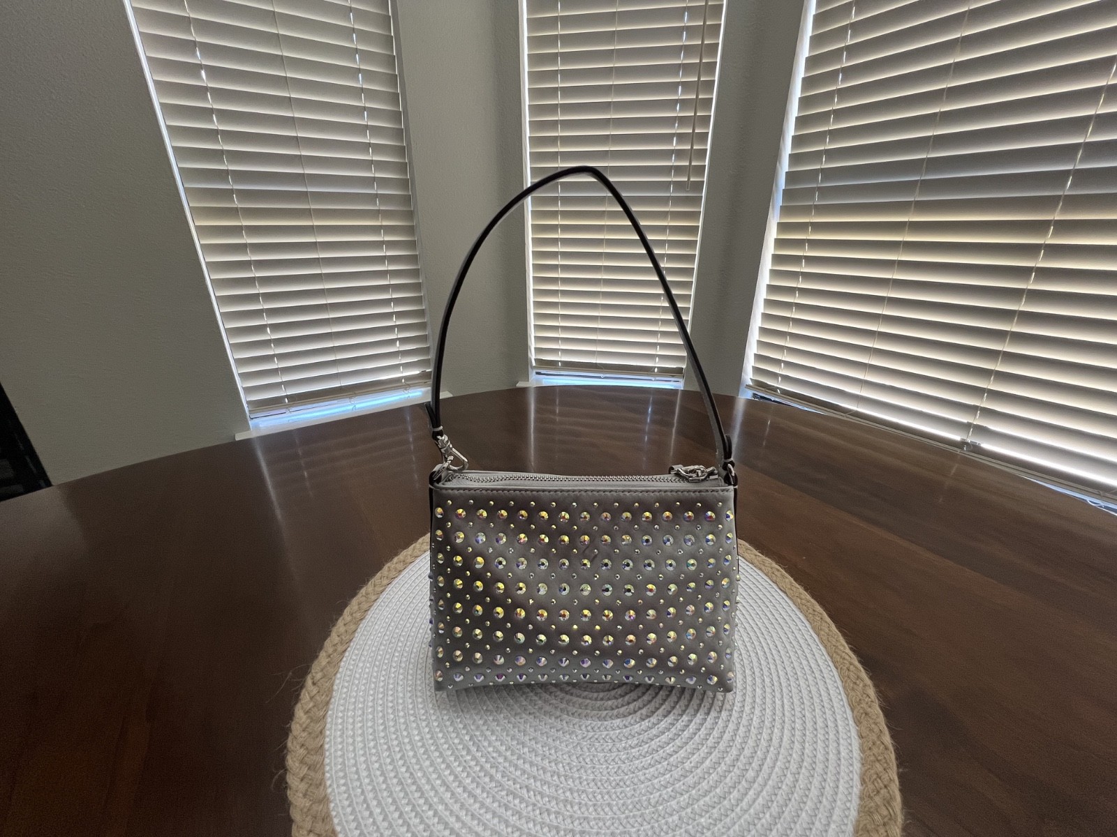 KATE SPADE small silver bag with diamonds