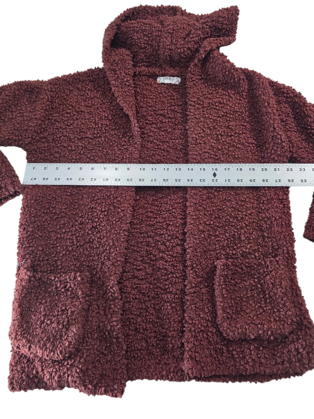Pink Rose Plush Curly Sherpa Jacket – Burgundy Size Large