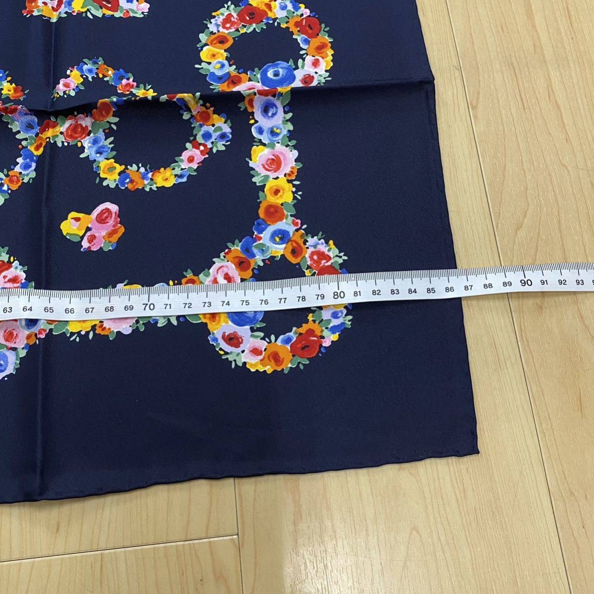 GUCCI Scarf Small Floral Pattern Logo Navy no.17 Japan