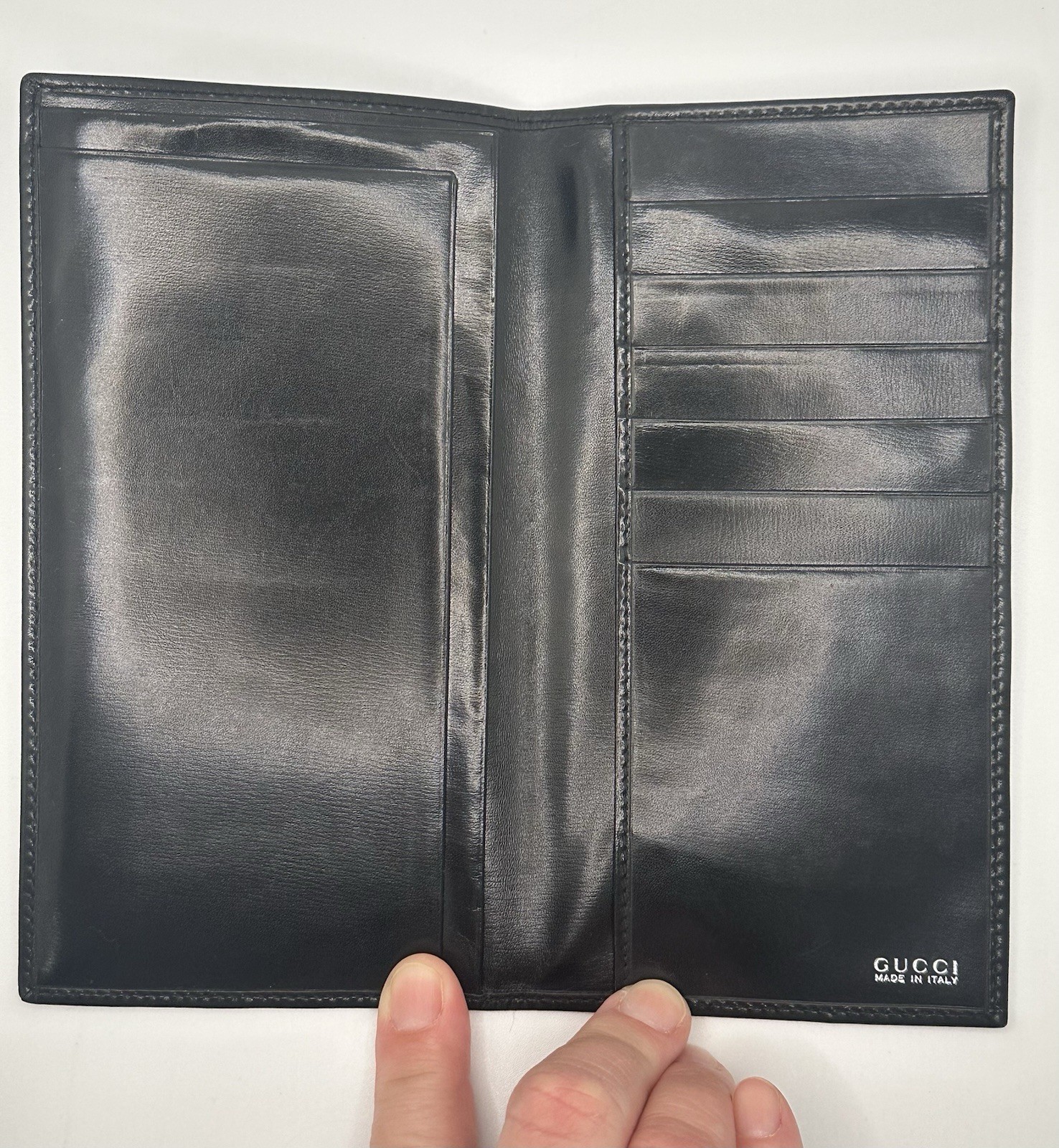 Gucci Black Long Wallet Solid Logo Credit Card Slots Men’s Made in Italy