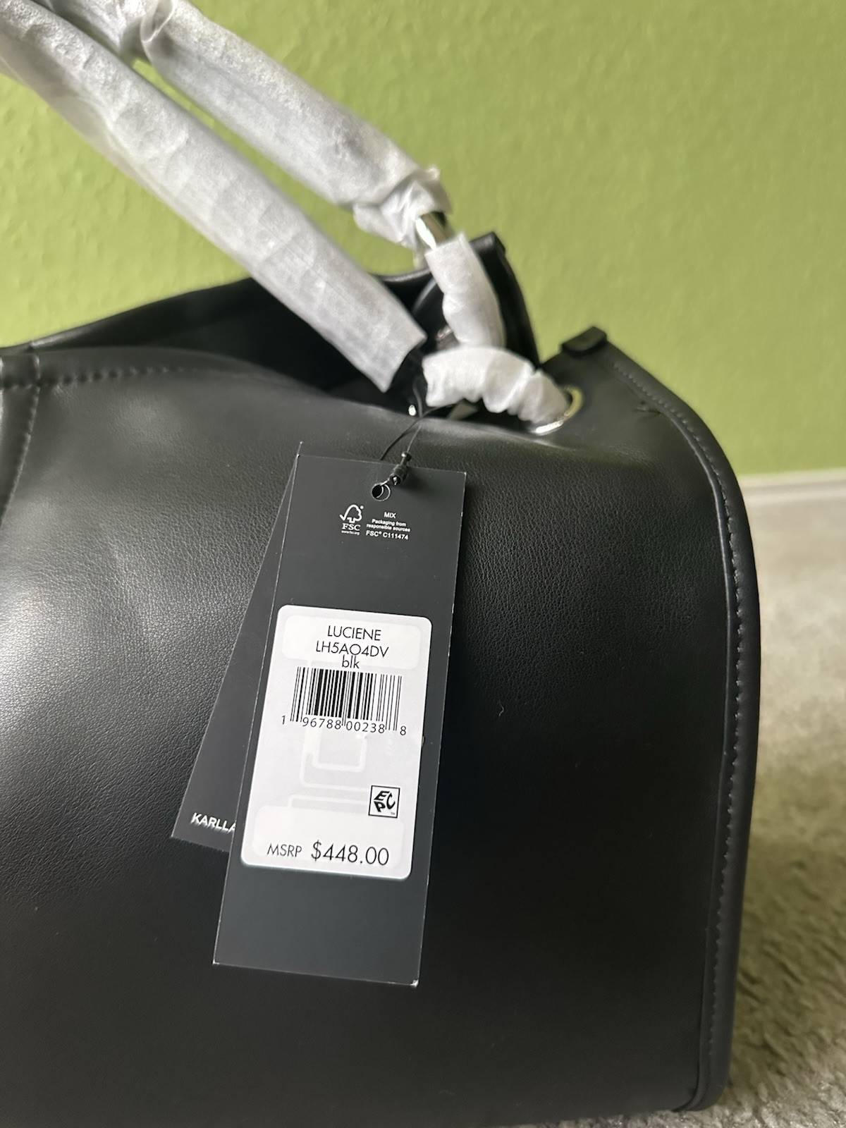 KARL LAGERFELD PARIS Black Floral Medium Handbag