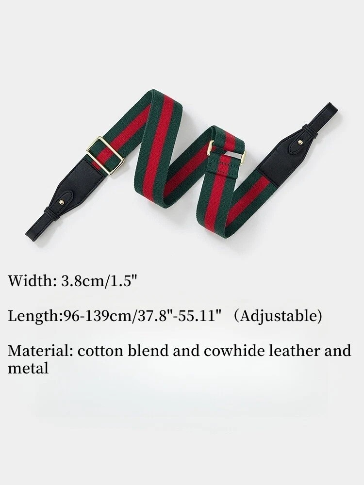 Replacement Striped Purse Strap for Gucci Luxury Designe Shoulder Bag No Logo