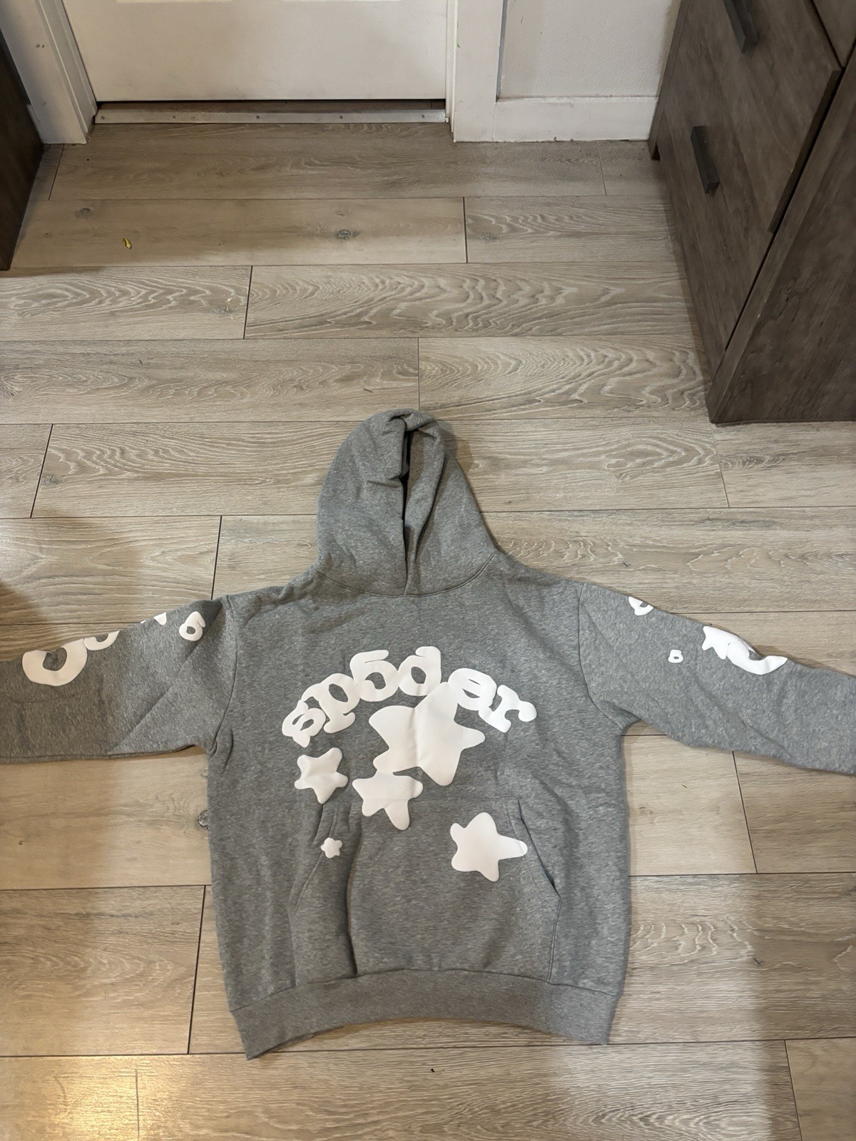 sp5der Big Star Hoodie Graphic Logo Pullover Gray Men’s Size L
