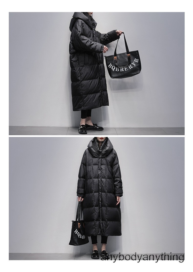 S-7XL Loose Down Jackets 90% White Duck Down Overcoats Women’s Long Coats Hooded
