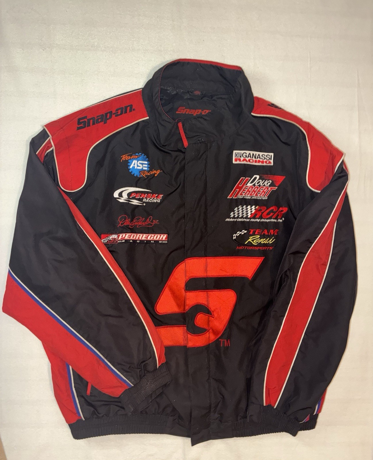 Vintage Snap-On Racing Jacket Y2K Motorsport NASCAR Multi-Sponsor Black Red