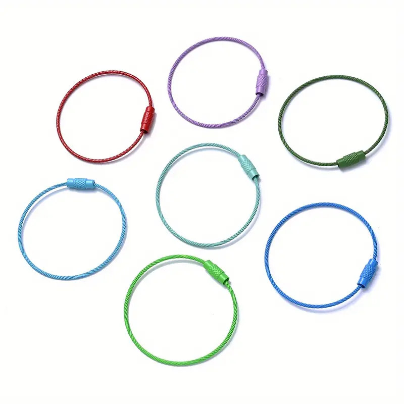 50mm Wire Round Cable for a Keychain with Screw Lock Choose Color