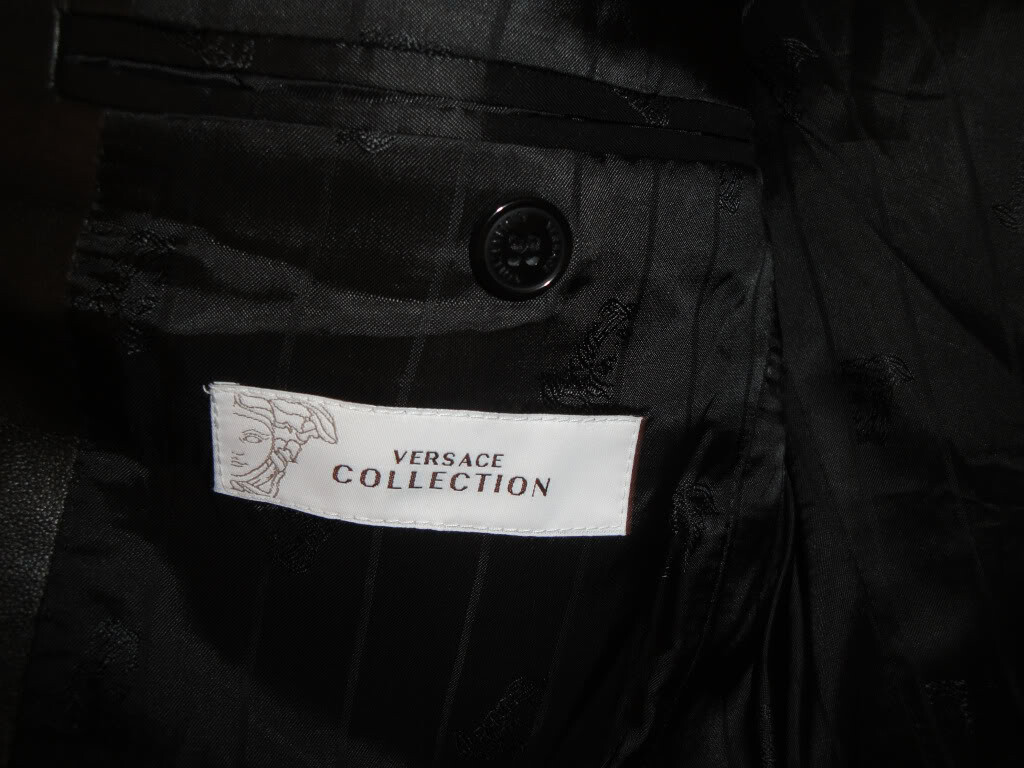 $1095 NEW VERSACE BLAZER BLACK TUXEDO EVENING SLIM SMOKING JACKET LEATHER 38 MEN