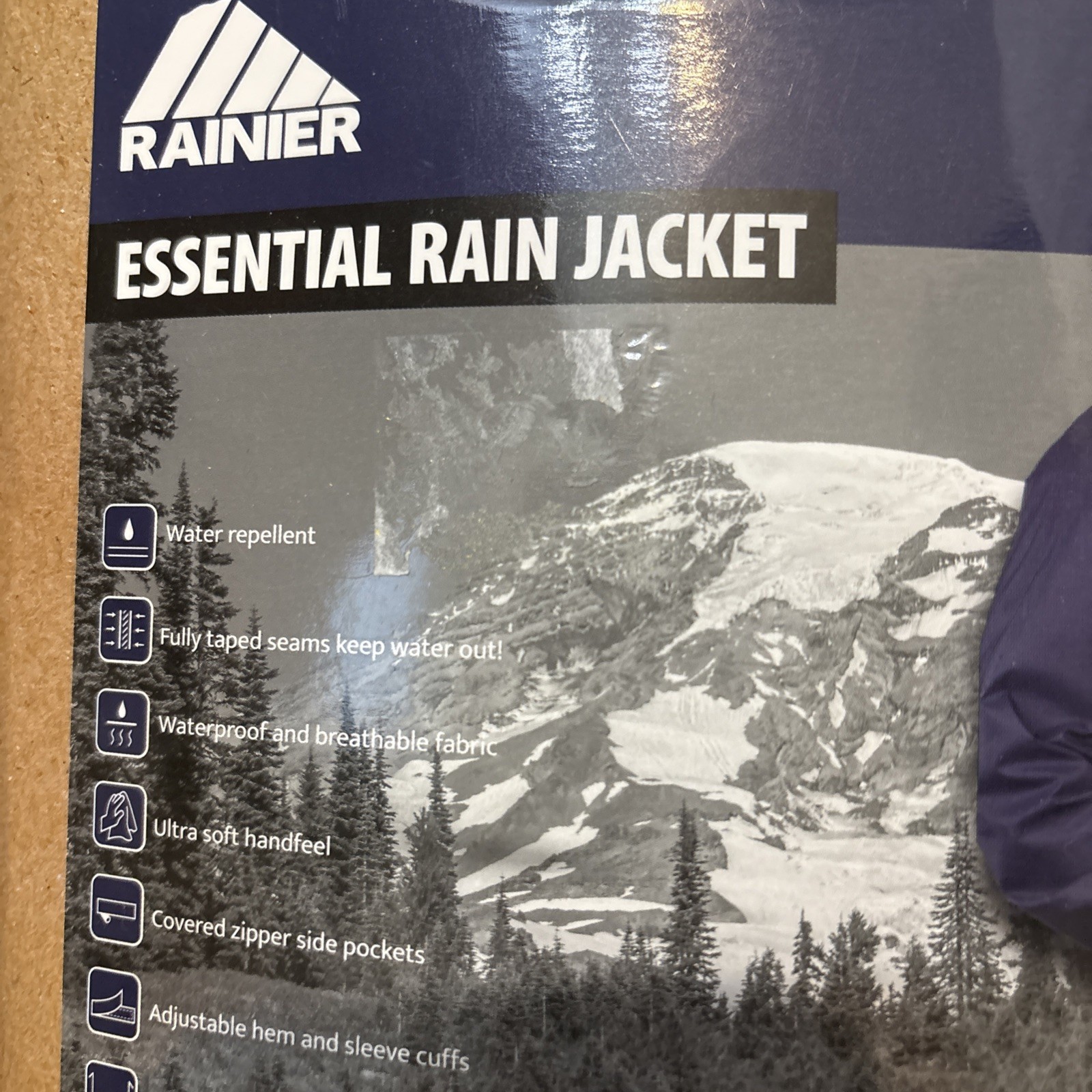 NEW Men’s Rainier Essential Raincoat Jacket Navy Blue w/Hood Size: X-Large