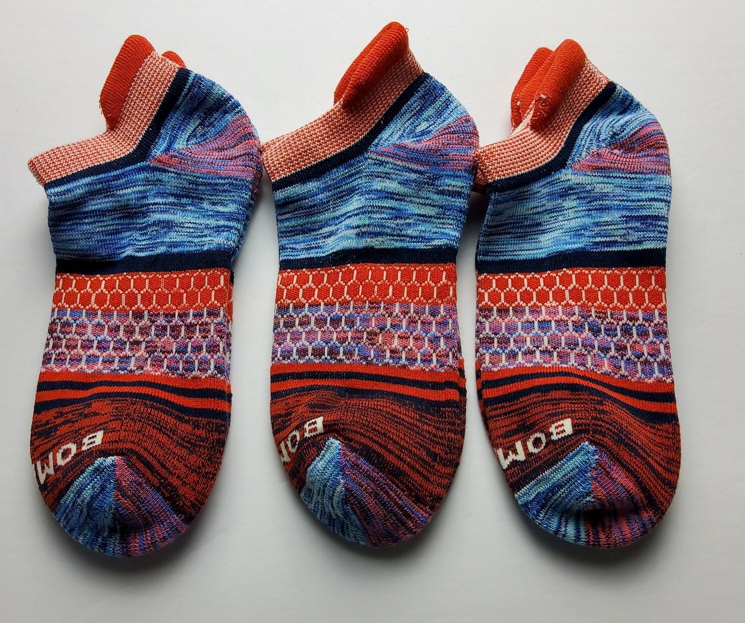Bombas Space Dye Pattern Ankle Socks Lot Of 3 Size L