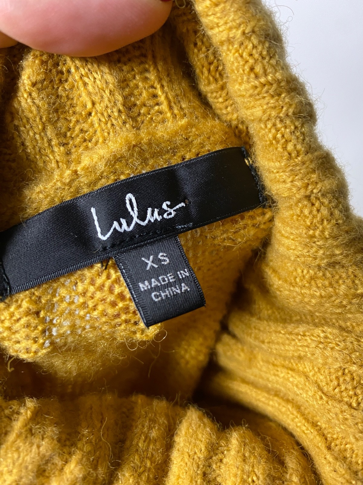 Lulus Women’s XS It’s Groovy Mustard Yellow Multi Knit Turtleneck Sweater Dress